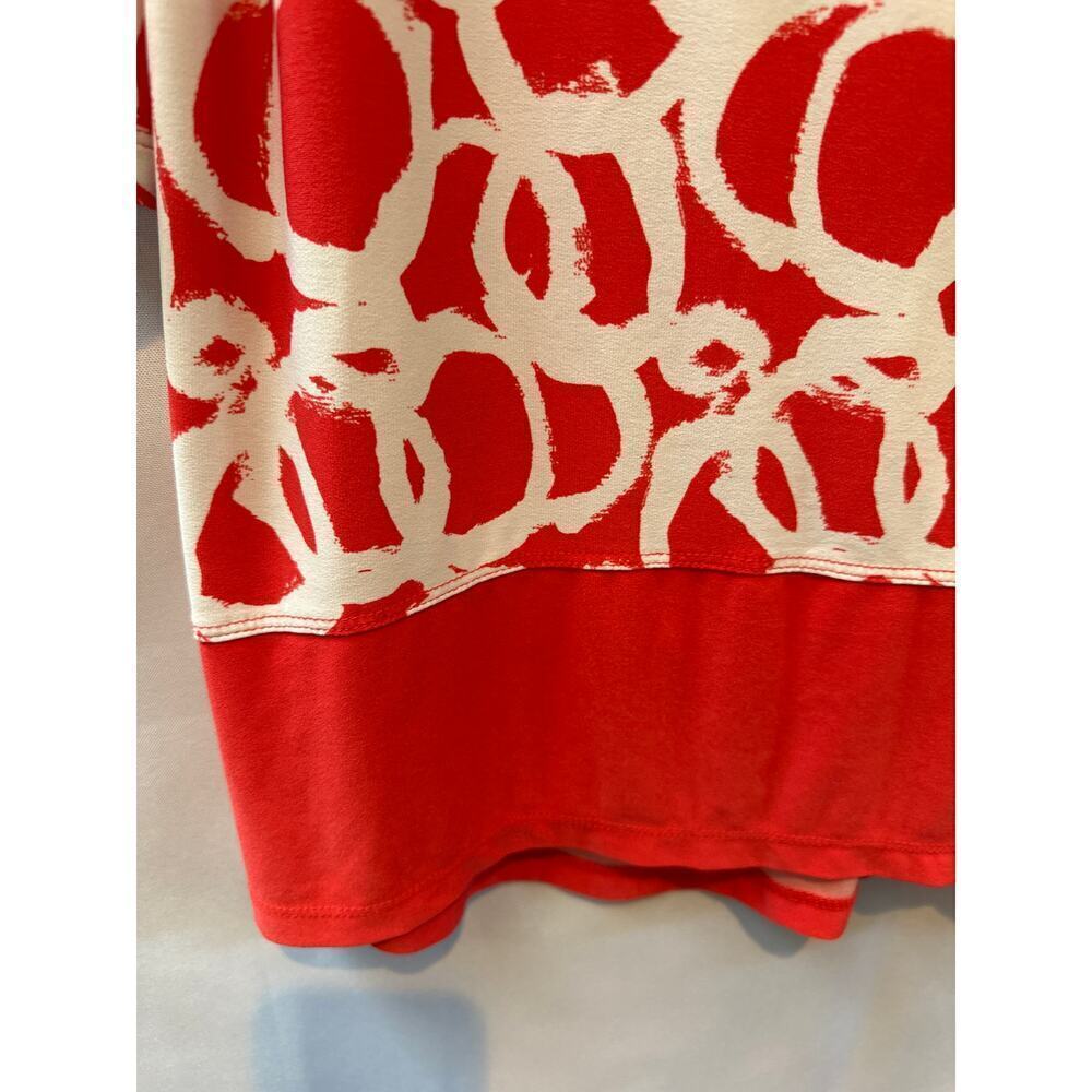 Susan Graver Red and White Circle Pattern L Shift Dress Blouse - Picture 3 of 6